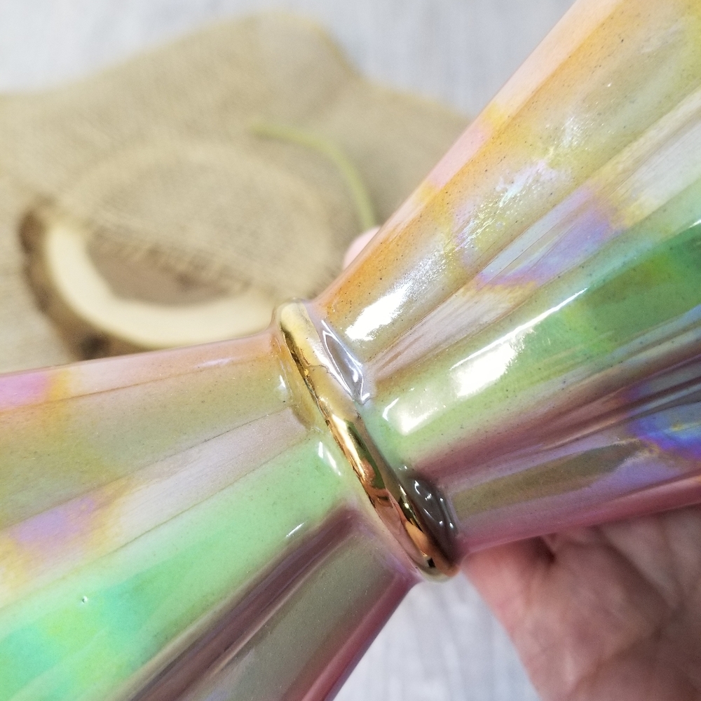 🎉HP🎉Stunning Italian rainbow luster glaze vase🌟 - Picture 7 of 16